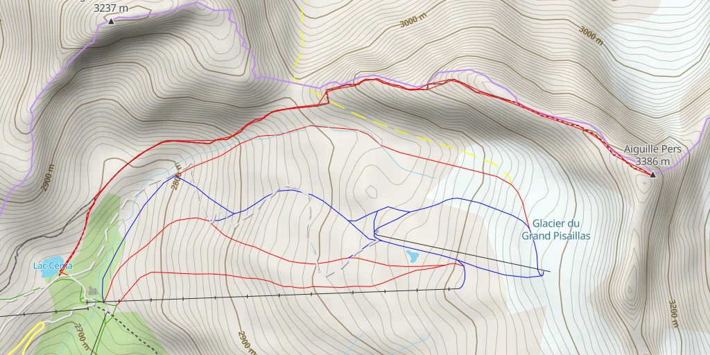 Map of the trail for Aiguille Pers