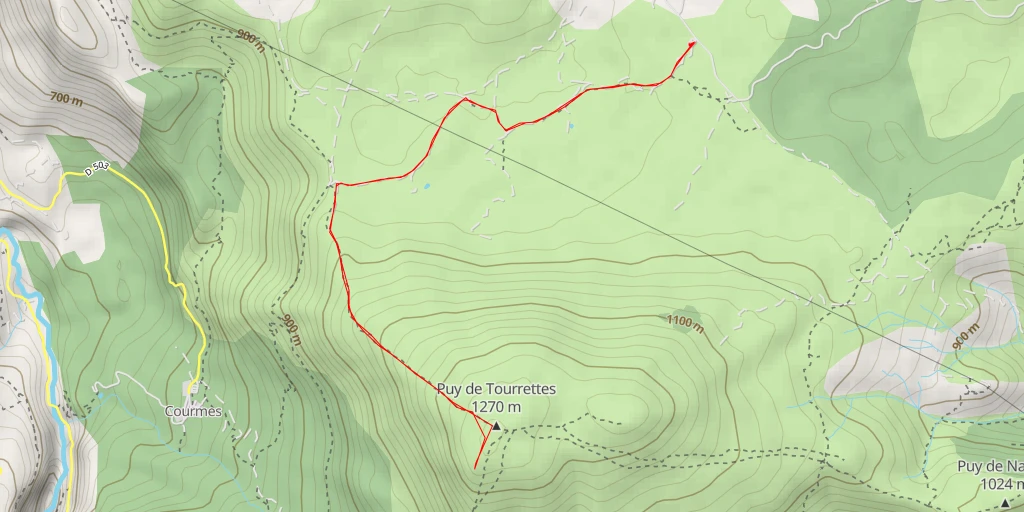 Map of the trail for Chemin de Courmes