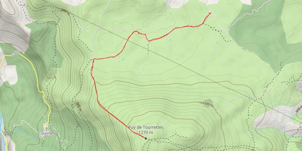 Map of the trail for Puy de Tourrettes