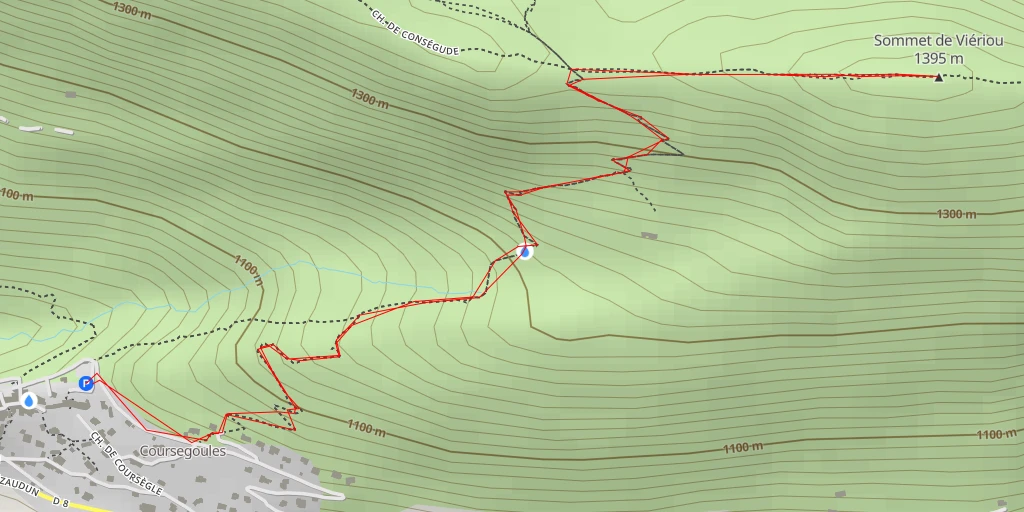 Map of the trail for Sommet de Viériou