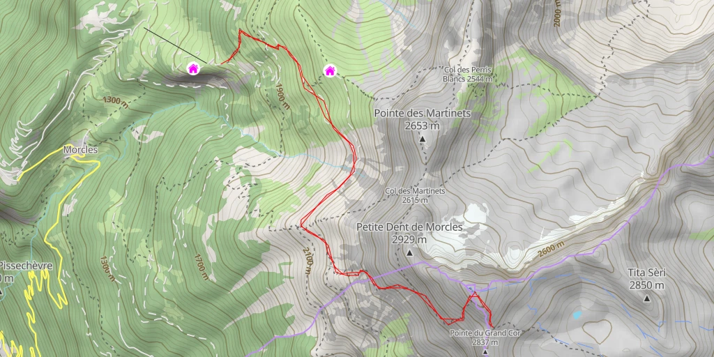 Map of the trail for Pointe du Grand Cor