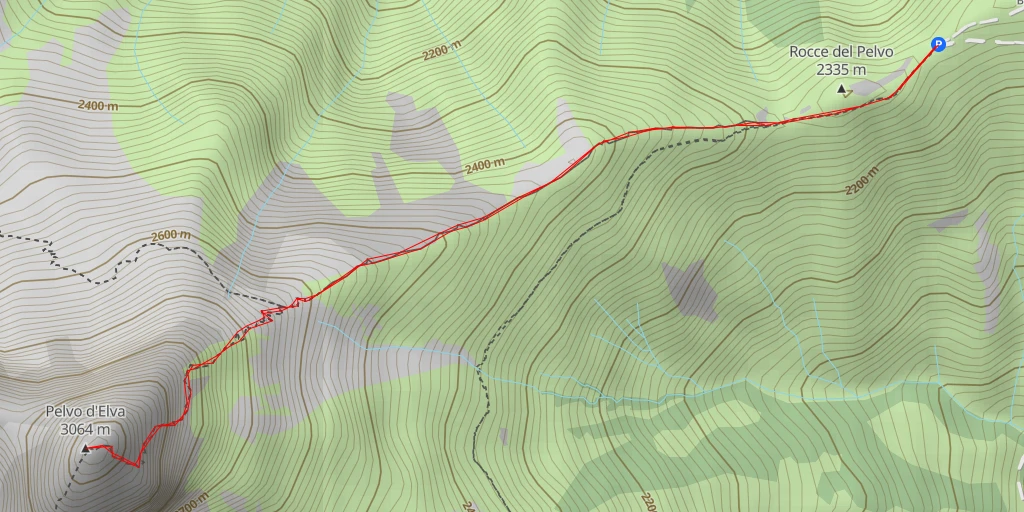 Map of the trail for Pelvo d'Elva