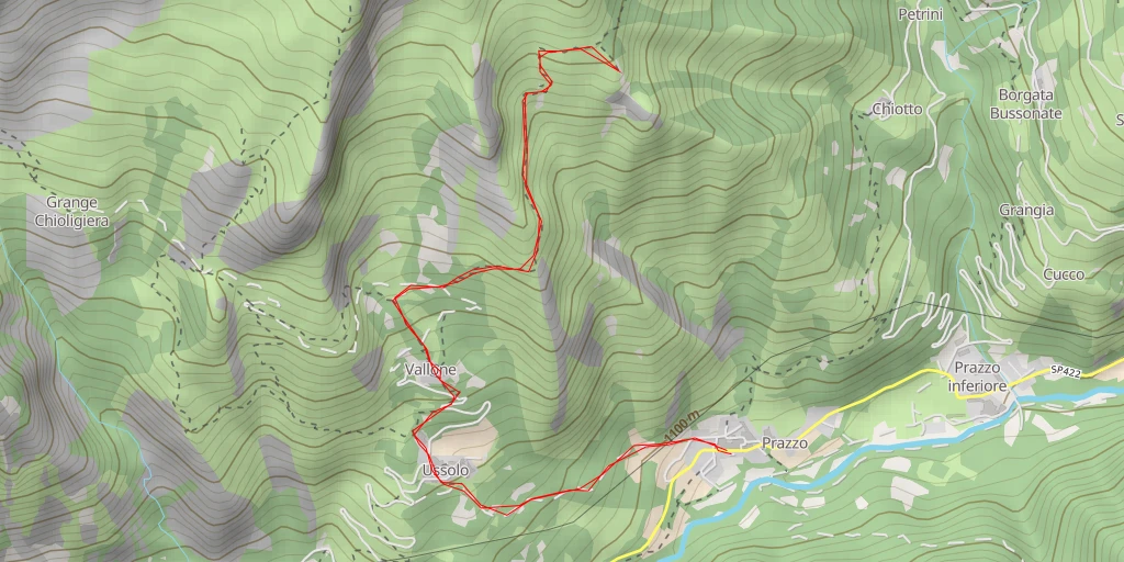 Map of the trail for Grange Albeno - Prazzo