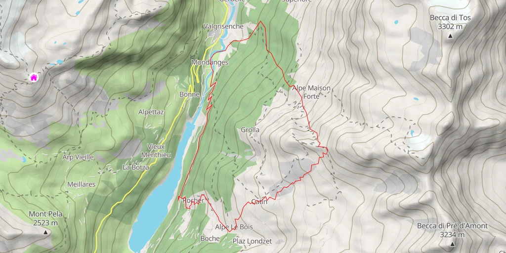 Map of the trail for Bec des Quatre Dents En boucle SW > NW