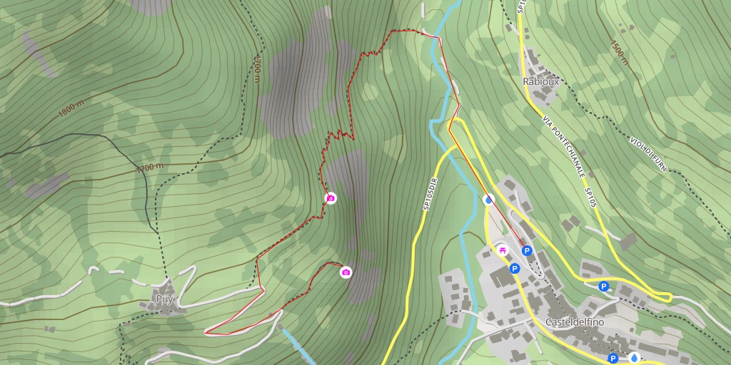 Carte de l'itinéraire :  Croce del Puy