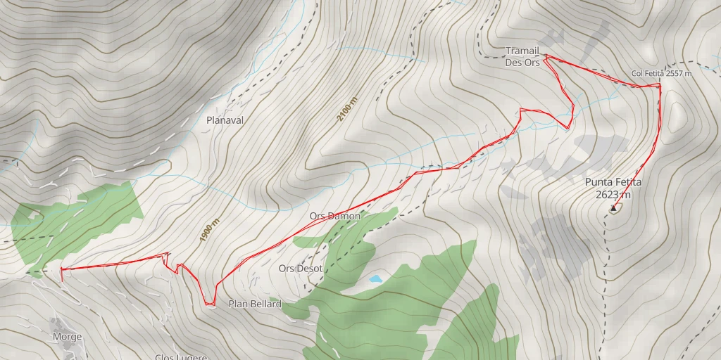 Map of the trail for Punta Fetita