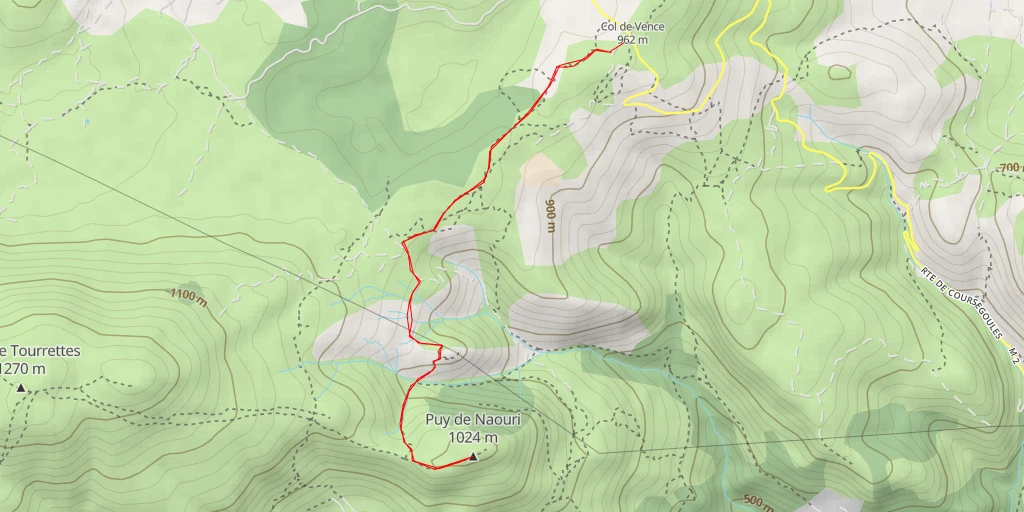 Map of the trail for Puy de Naouri