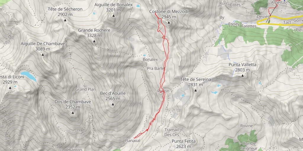 Map of the trail for Grand Créton S Par la crête S