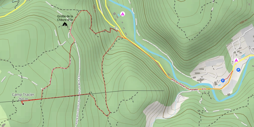 Map of the trail for Camp Tracier