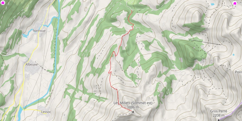 Map of the trail for Les Millets (Sommet est)