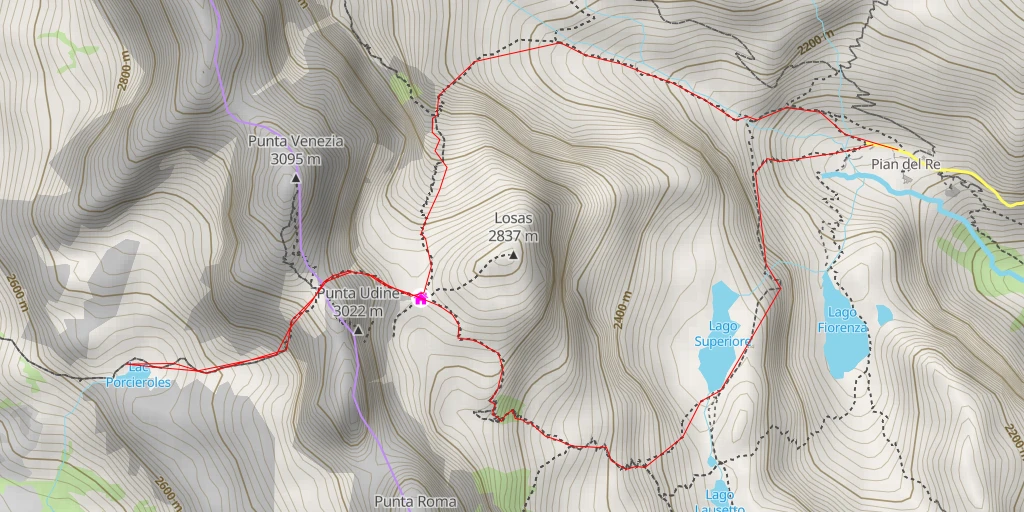 Map of the trail for Lac Porcieroles