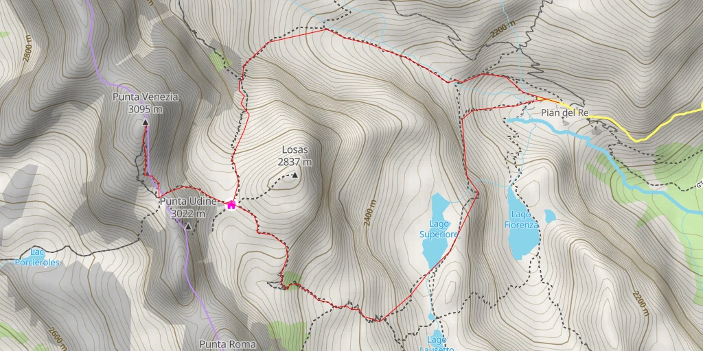 Map of the trail for Pointe de Venise / Punta Venezia