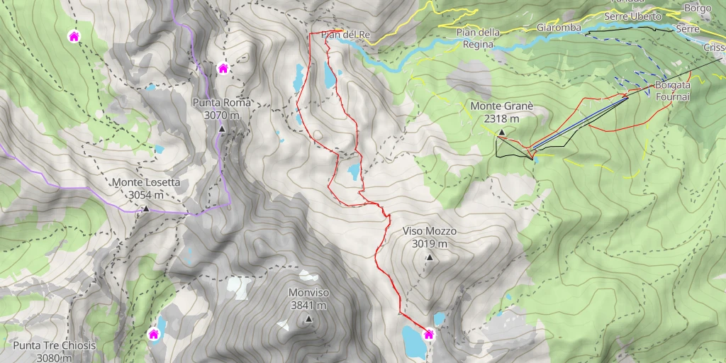 Map of the trail for Rifugio Quintino Sella