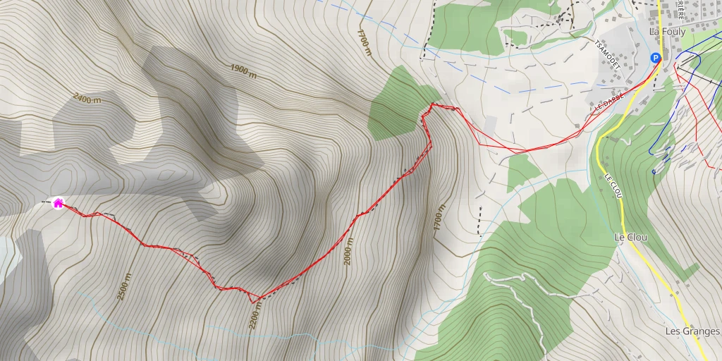 Carte de l'itinéraire :  Bivouac du Dolent