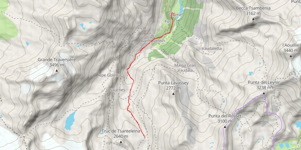 Map of the trail for Col Nivolet to Benovolo - Rhêmes-Notre-Dame