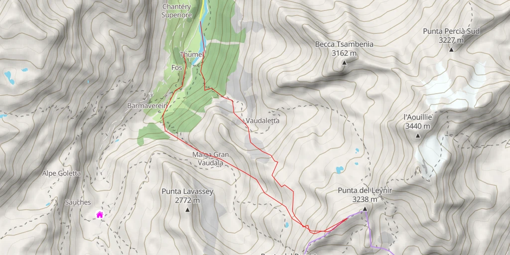 Map of the trail for Pointe Leynir Circuit par les Vallons de la Vaudalettaz et de la Grande Vaudalaz