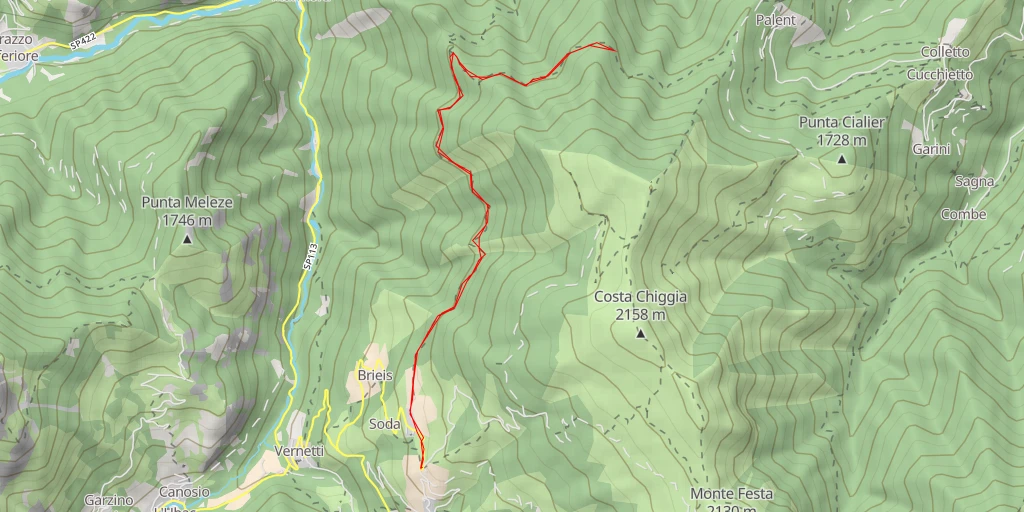 Map of the trail for Rio Fiola