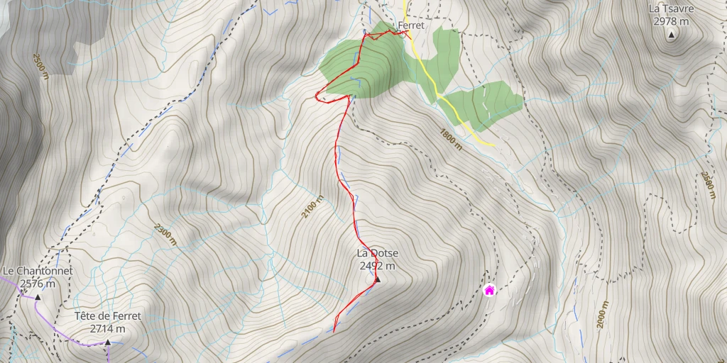 Map of the trail for La Dotse - Ferret