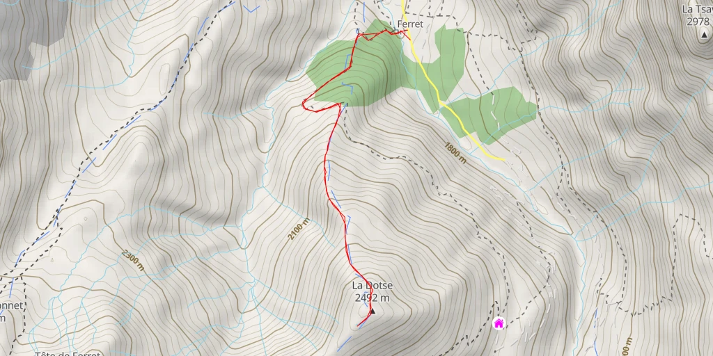 Map of the trail for La Dotse - Ferret