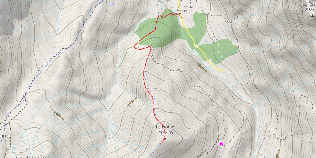 Map of the trail for La Dotse - Ferret