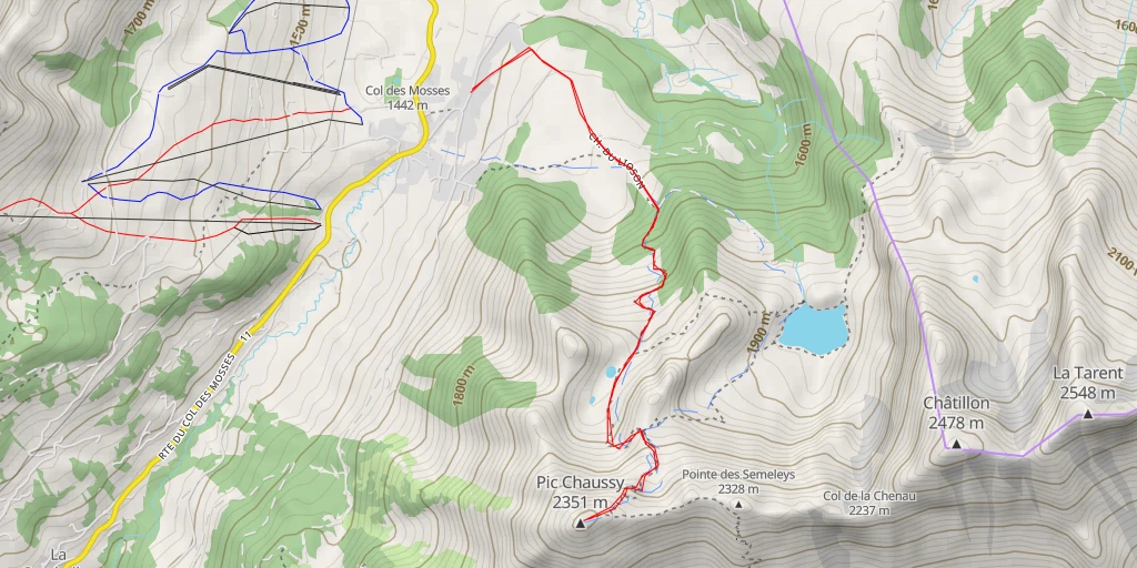 Map of the trail for Pic Chaussy