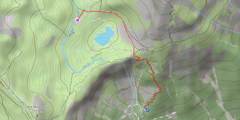 Map of the trail for Cabane de Sorniot