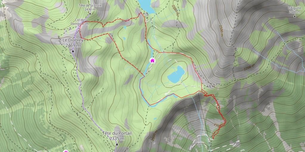 Map of the trail for Cabane du Demècre