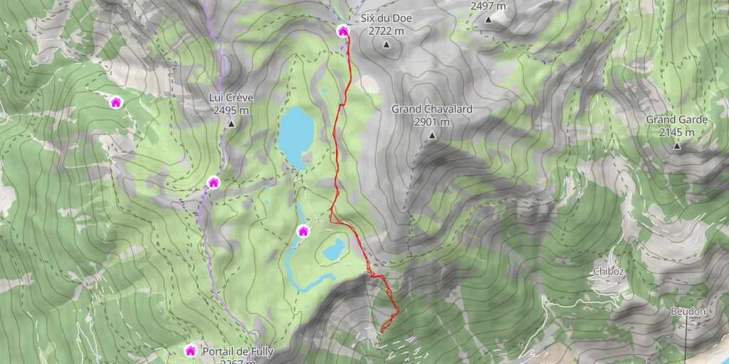 Map of the trail for Cabane du Fenestral