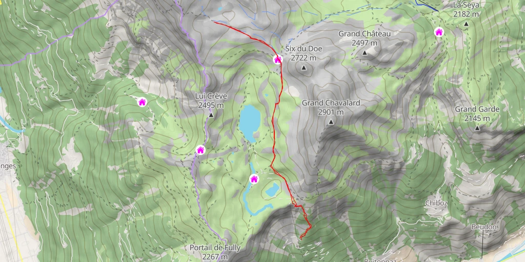 Map of the trail for Chemin de Sorniot