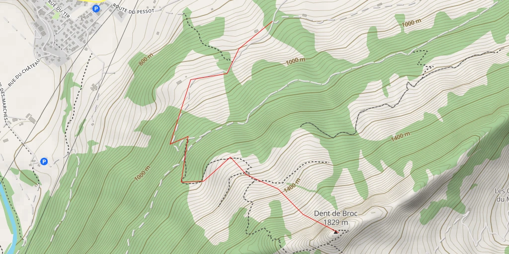 Map of the trail for Dent de Broc Face N