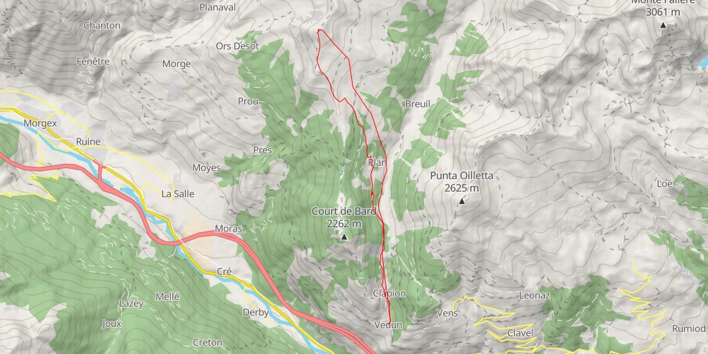 Map of the trail for Pointe Fetita Par le vallon de Vertosan