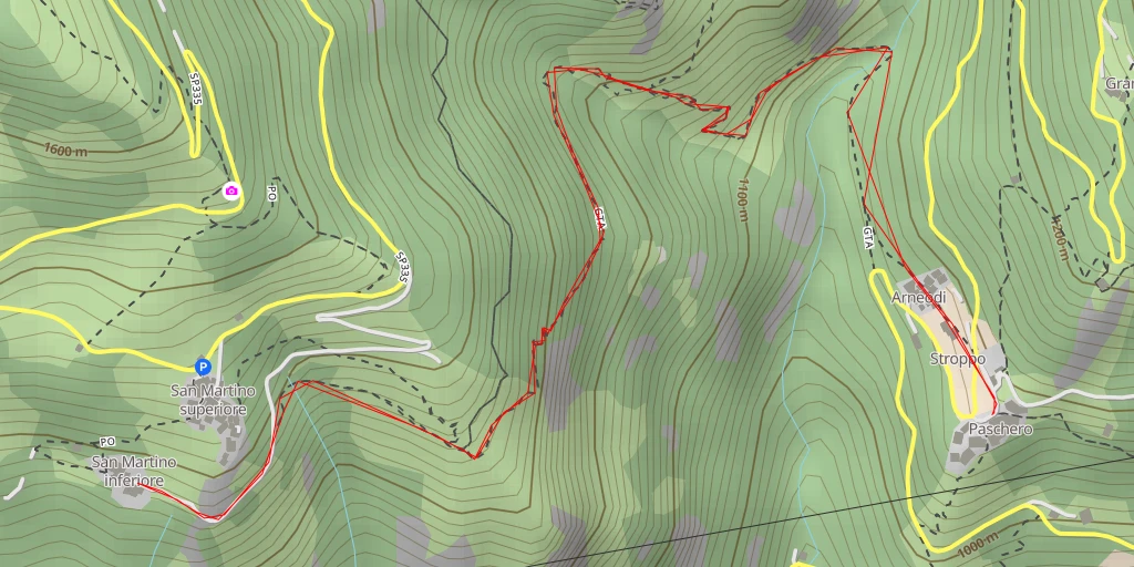 Carte de l'itinéraire :  Posto Tappa