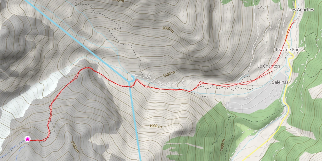 Carte de l'itinéraire :  Cabane de Saleinaz CAS