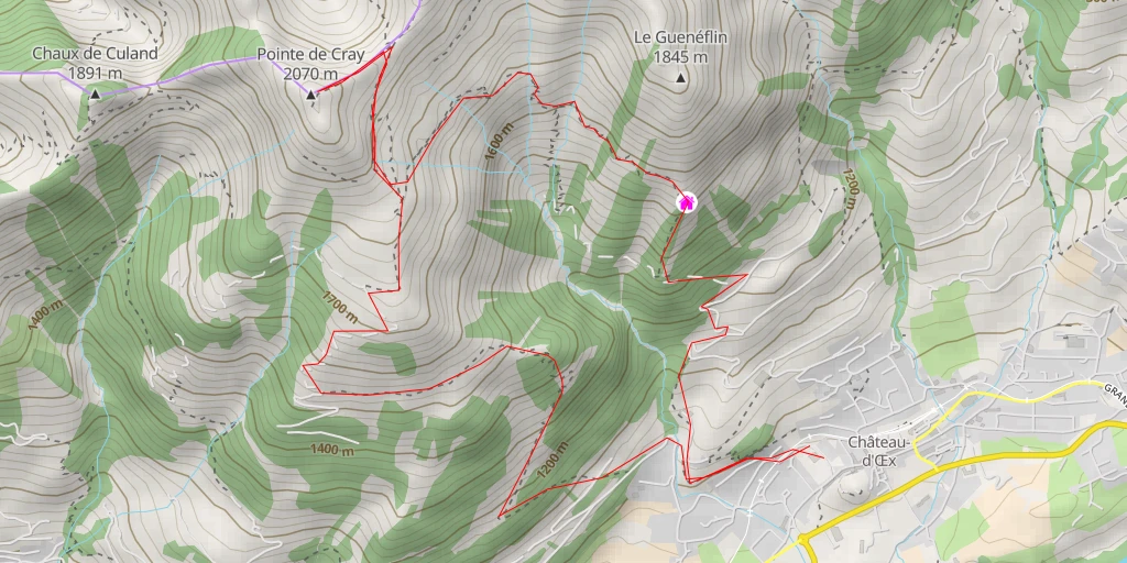 Map of the trail for Pointe de Cray