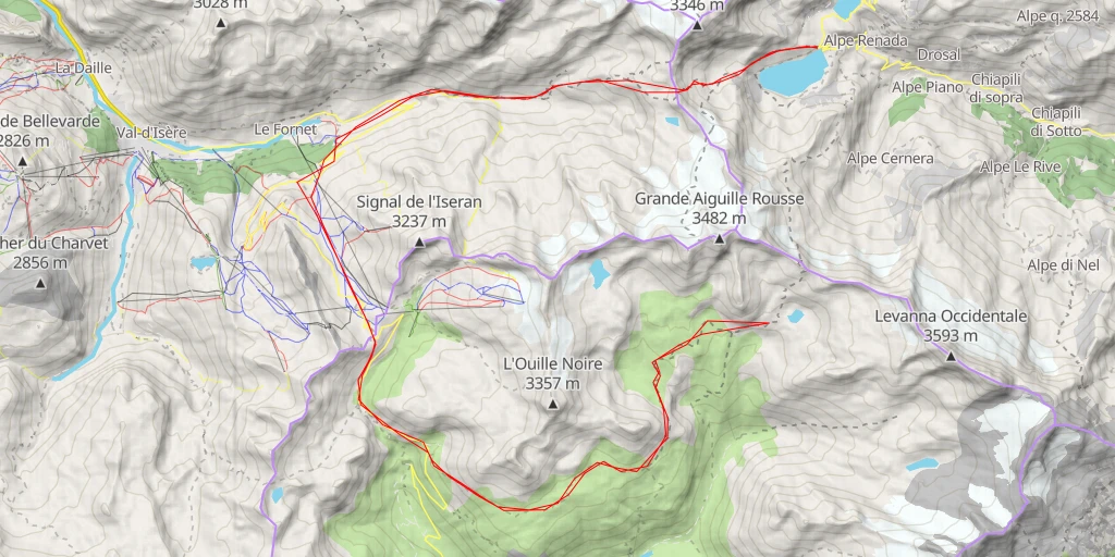 Carte de l'itinéraire :  Refuge du Carro