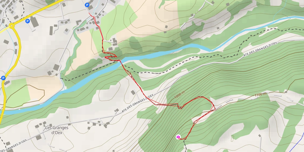 Map of the trail for Route des Granges d'Oex