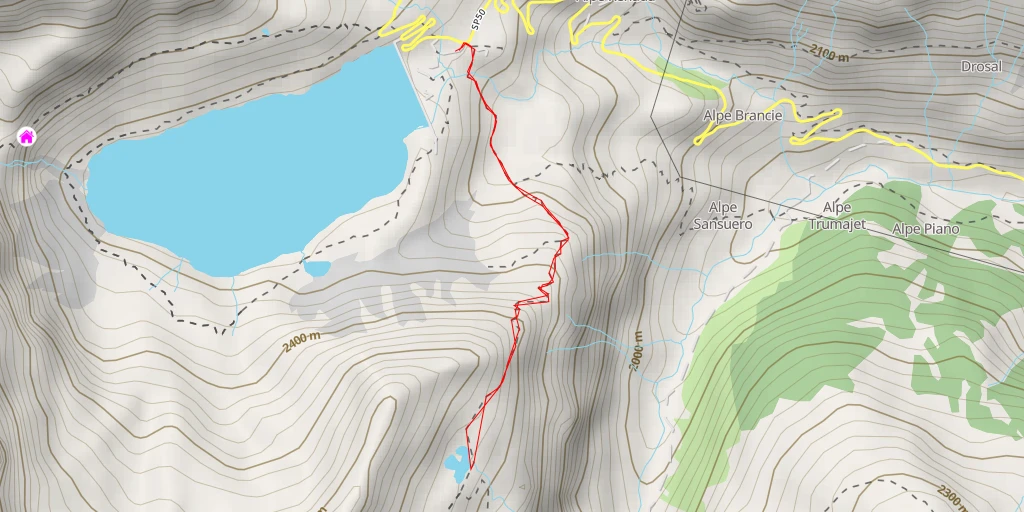 Map of the trail for Lago delle Rocce Grandi