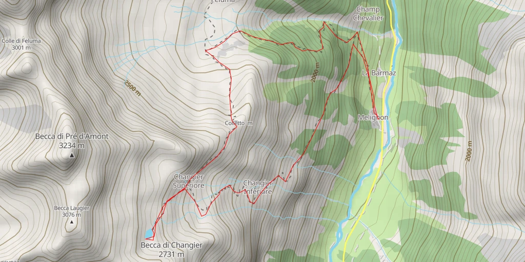 Map of the trail for Lacs de Changier En boucle par l'alpage de Felumaz