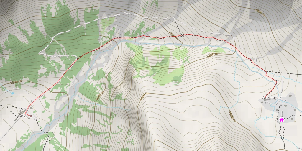 Carte de l'itinéraire :  Refuge de la Tour d'Anzeindaz