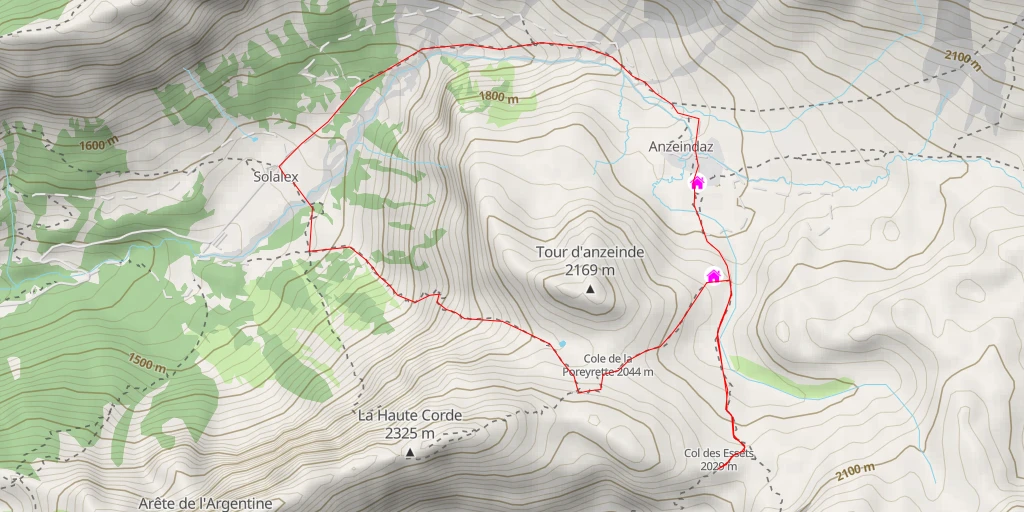 Map of the trail for Col des Essets - Gryon