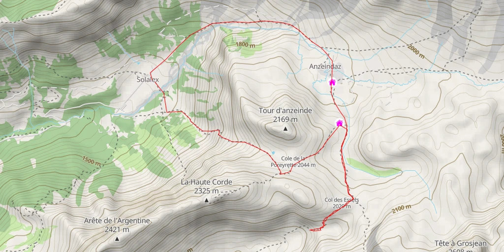 Map of the trail for Col des Essets - Gryon