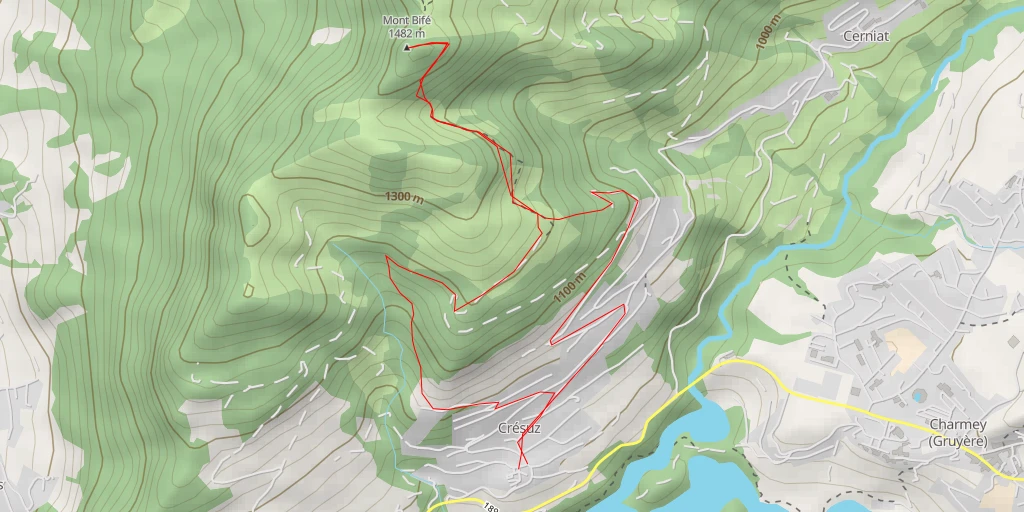 Map of the trail for Mont Bifé