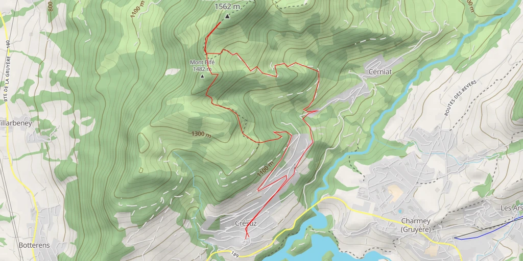 Map of the trail for Vanil des Cours