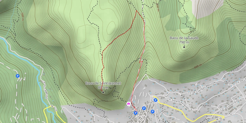 Map of the trail for Sentier des Ressauts