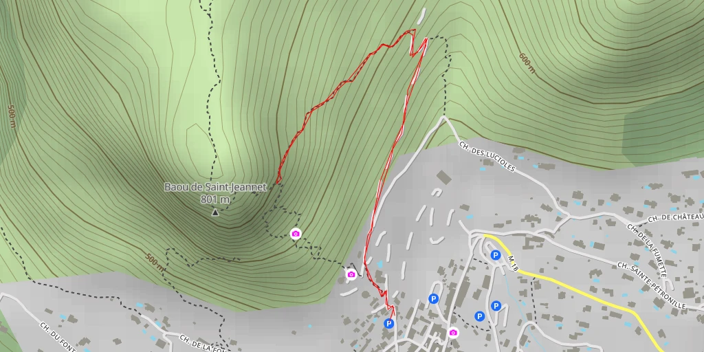 Map of the trail for Sentier des Ressauts