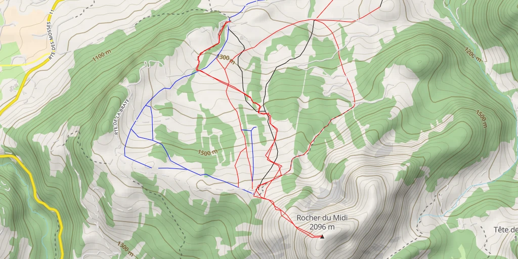 Carte de l'itinéraire :  Rocher du Midi