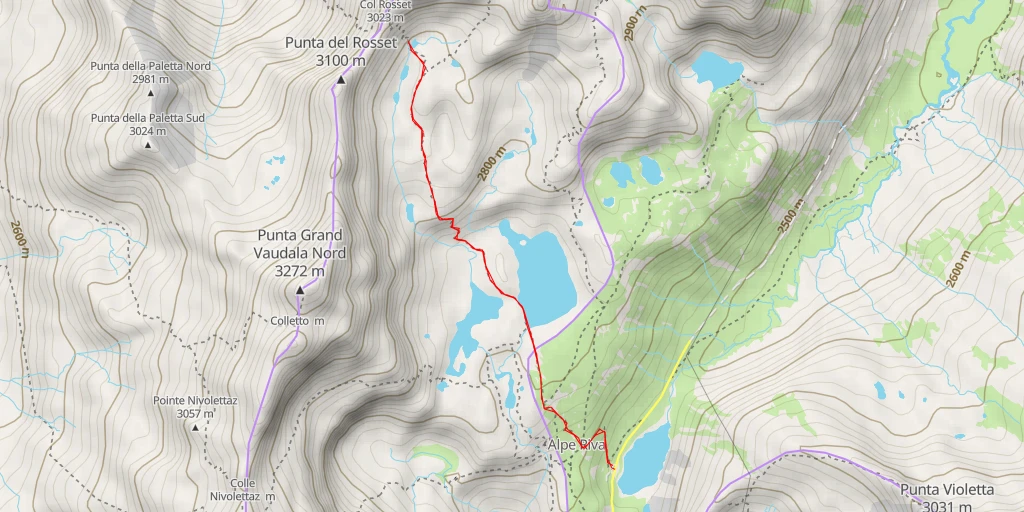 Map of the trail for Laghi Chanavey