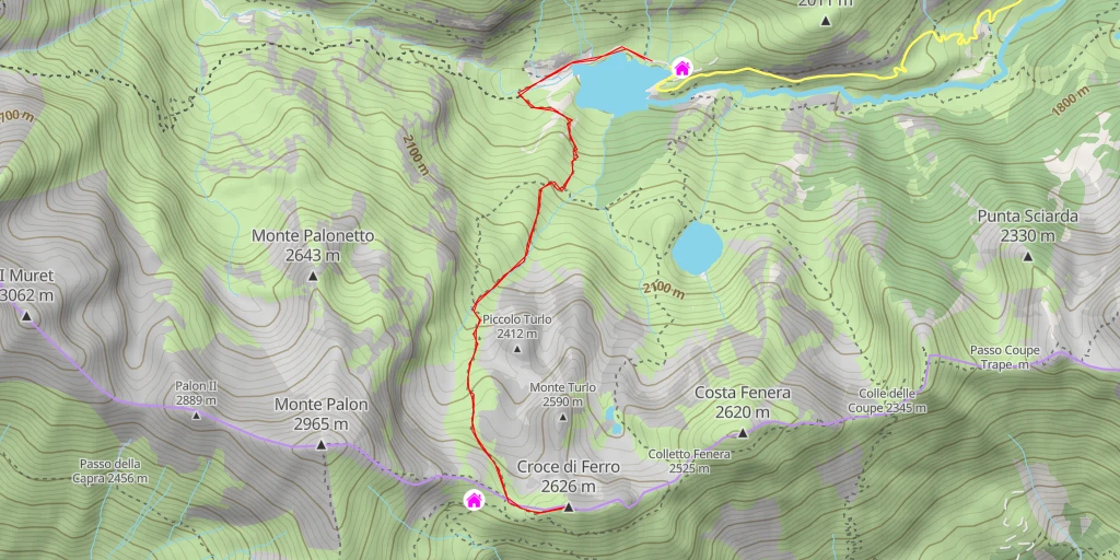 Carte de l'itinéraire :  Croce di Ferro