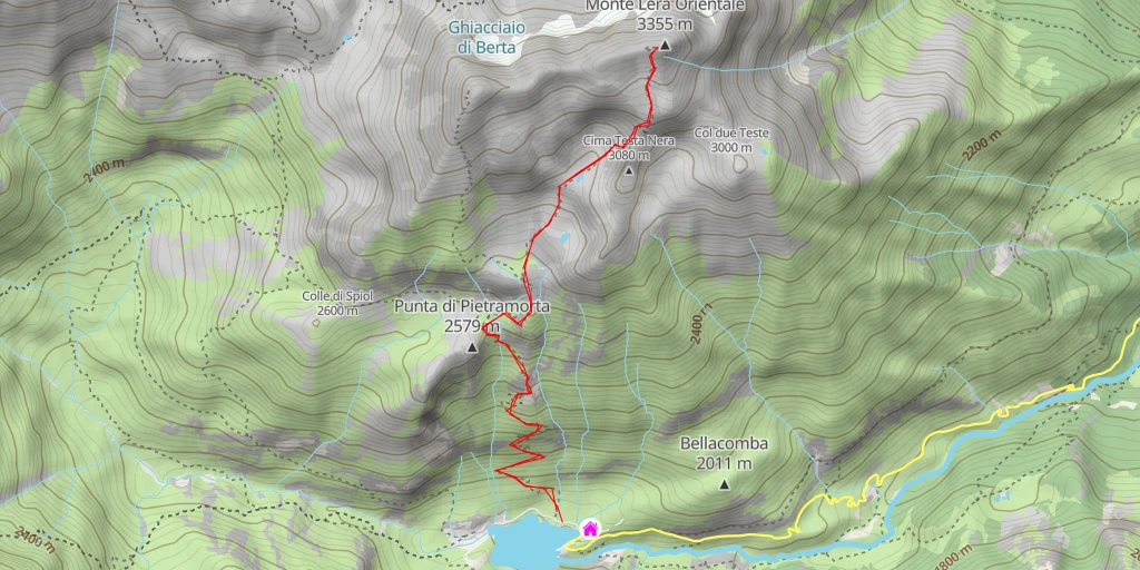 Map of the trail for Monte Lera Orientale