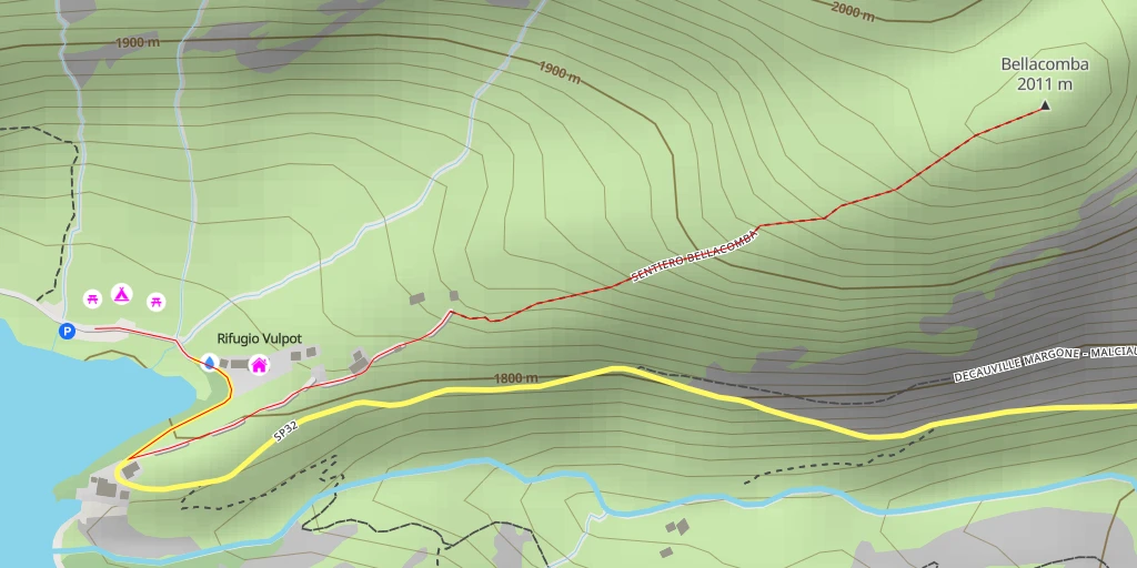 Map of the trail for Bellacomba